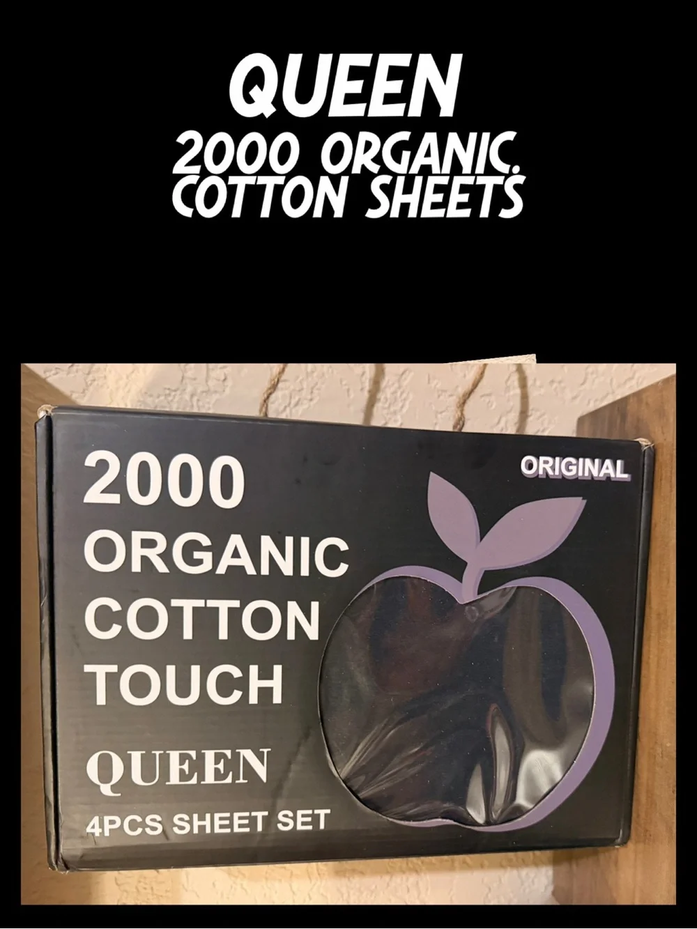 NIB 4 PC 2000 ORGANIC COTTON SHEET SET - QUEEN